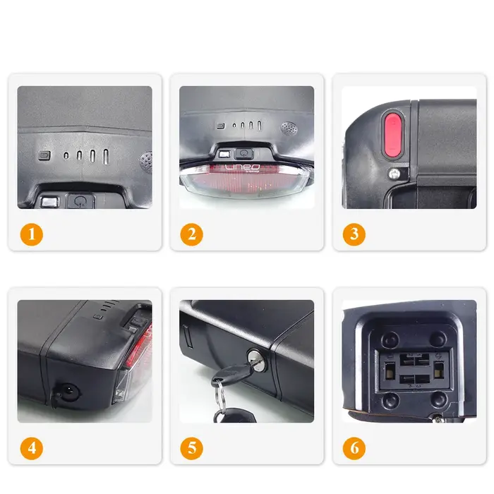 Batterie de vélo électrique EVRYjourney FATTIRE 500W pour porte-bagages arrière 48V 10.4Ah 12Ah 14Ah avec feu