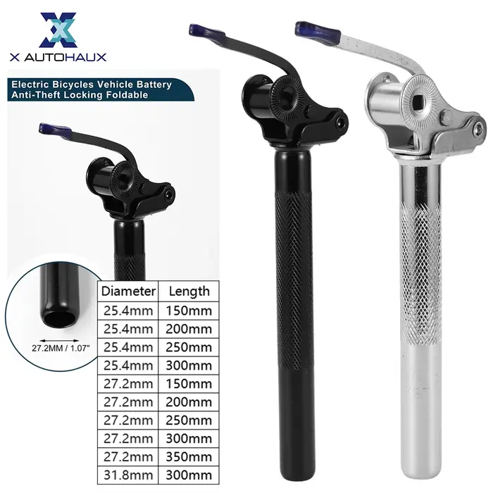 X Autohaux tiges de selle de vélo 25.4x1 0/250/300mm 27.2x1 0/250/300/350mm 31.8x300mm batterie de vélos électriques antivol