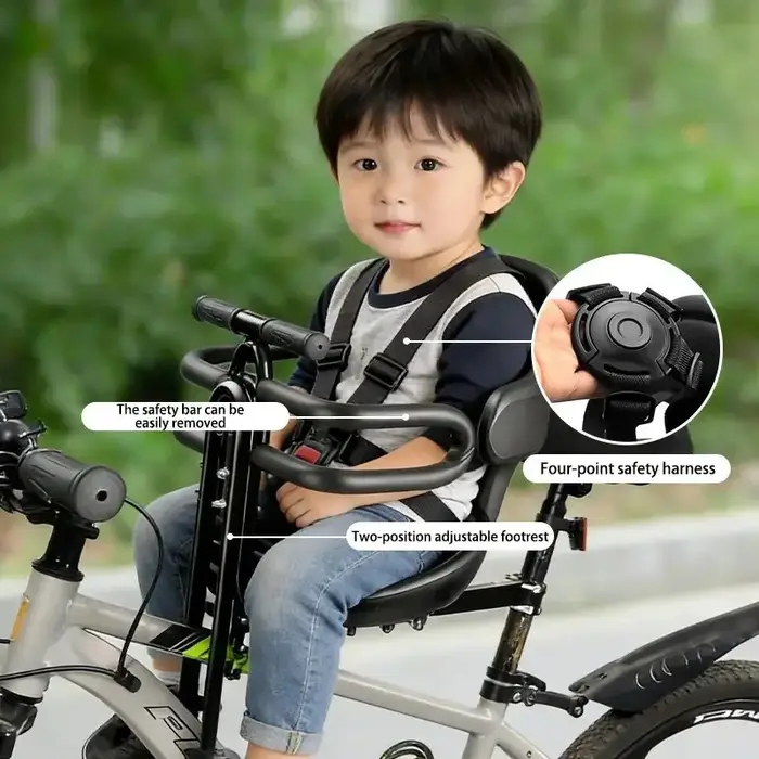 Siège de vélo pour bébé, siège de vélo pour tout-petit, fixation pour vélo adulte, siège de vélo avant pour enfants de 1 à 3 ans, siège de vélo pour enfants