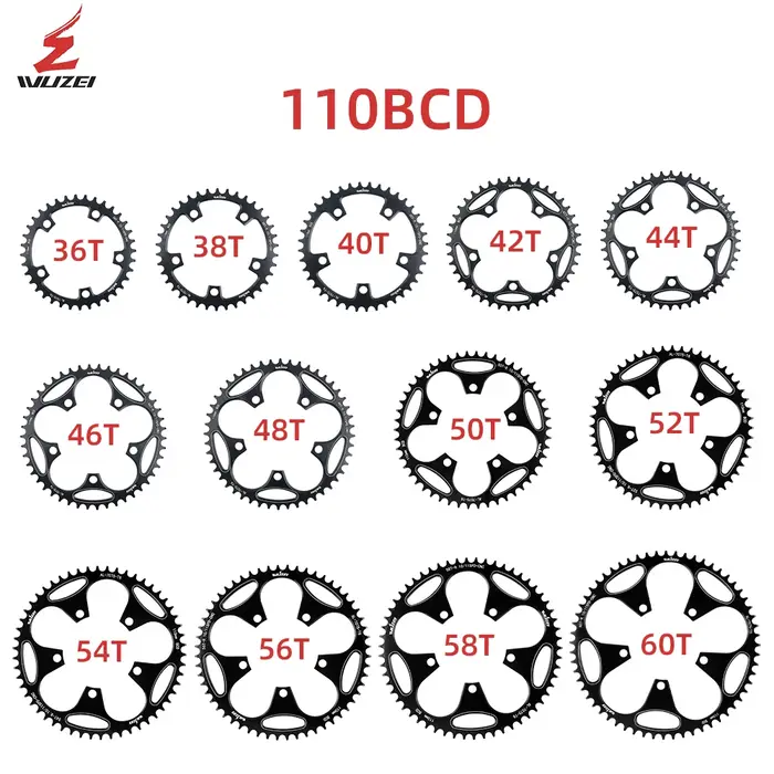 WUZEI vélo de route 110/130BCD plateau 36/38/40/42/44/46/48/50/52/54/56/58/60T 110BCD/130BCD route/doli de manivelle