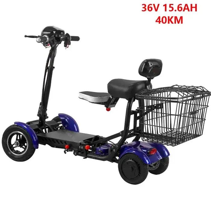 Scooters de mobilité à 4 roues pour Seniros pliant 36V 500W Scooter électrique à double moteur pour Aldutos avec sièges d'enfant à trois vitesses