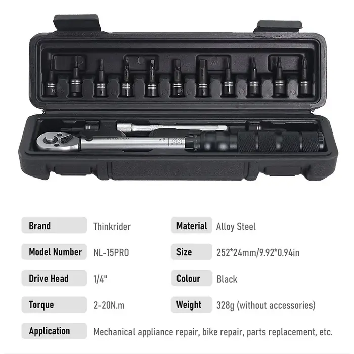 ThinkRider Professionnel NL-15 PRO Vélo Clé Dynamométrique 2-20N · m Clé Allen Outil Socket Set Kit