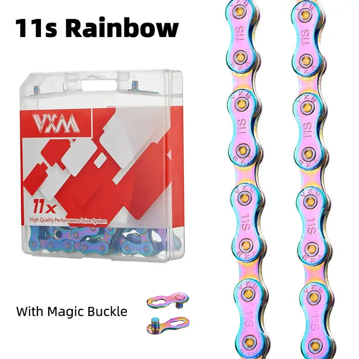 VXM chaîne de vélo multicolore arc-en-ciel 6/7/8/9/10/11 vitesses boucle magique