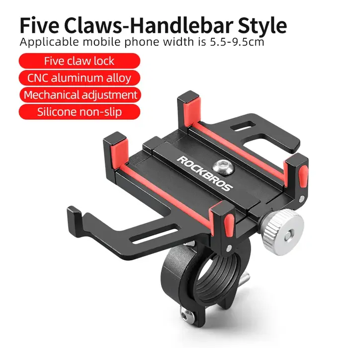 ROCKBROS – support de téléphone pour moto et vélo électrique en alliage d'aluminium cinq griffes mécanique CNC