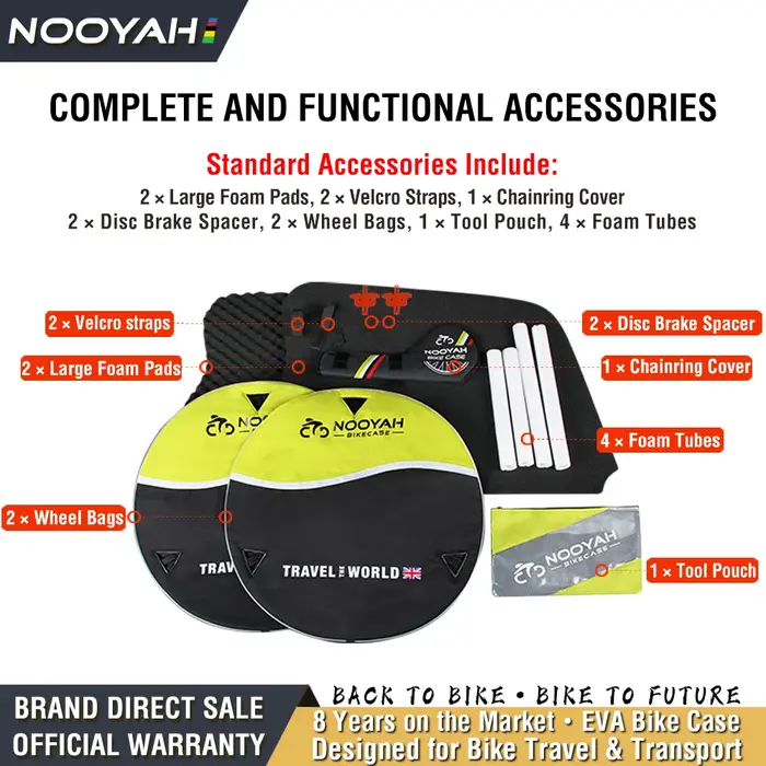 NOOYAH Étui de Voyage pour Vélo EVA Sac de Vélo pour Transport Vélo EVA Hard-Shell Accessoires de Vé