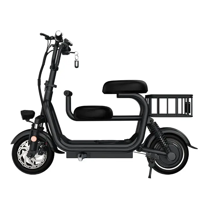 Nouveau Vélo Cargo Électrique 400W 48V Tendance pour Famille, E-bike 11 Pouces 2 Places, Scooter Car