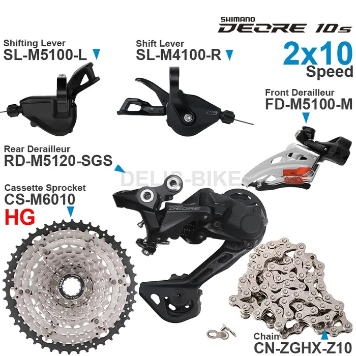 SHIMANO DEORE M4100 M5100 2x10 vitesses groupe manettes de vitesse avant/arrière dérailleur et SUGEK