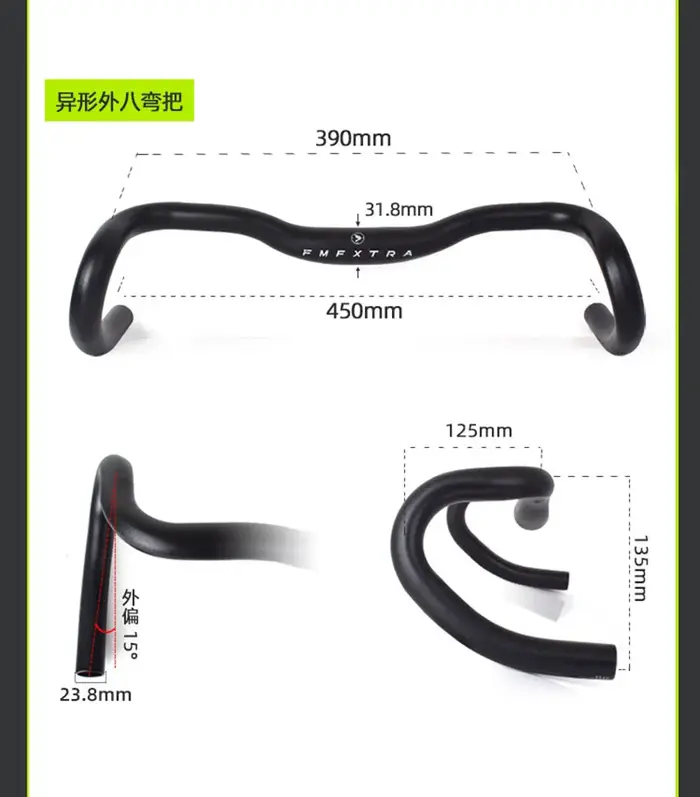 Guidon de vélo de course en alliage d'aluminium pour route et gravier