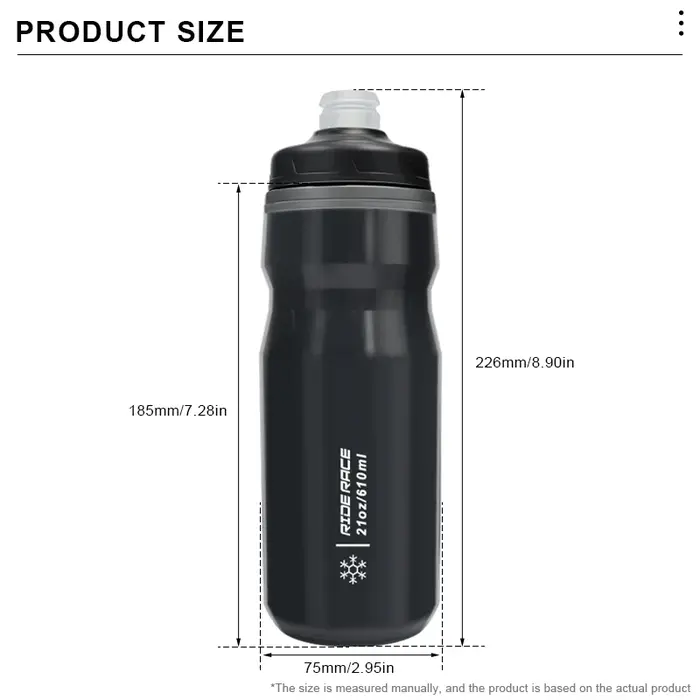 RIDERACE bouteille d'eau de vélo isolé thermique 610ml Sport de plein air cyclisme double couche Portable vtt