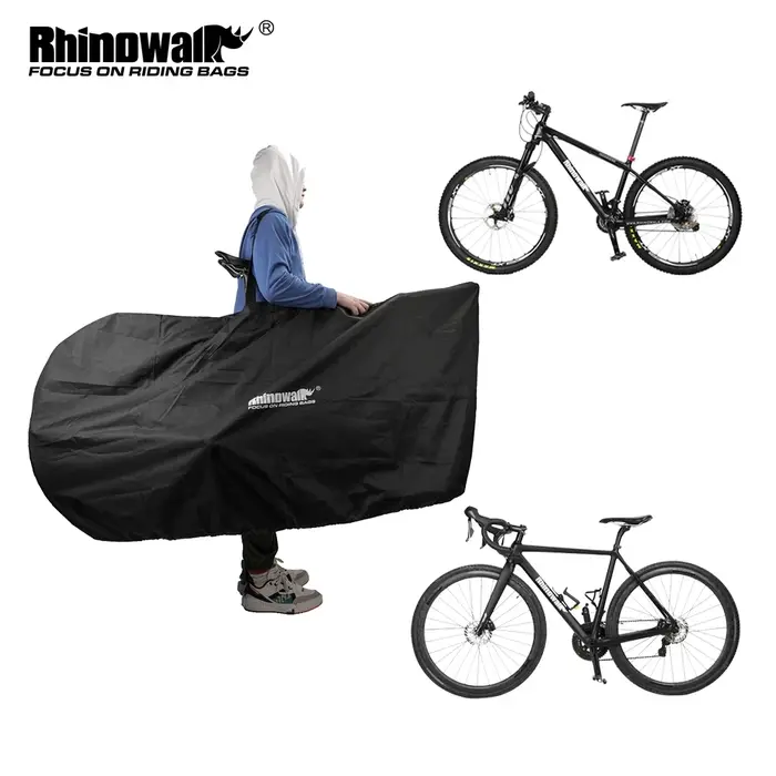 Sac de transport pliable pour vélo VTT 27.5 pouces et vélo de route 700C en polyester avec bandoulière confort pour voyage et sport de plein air