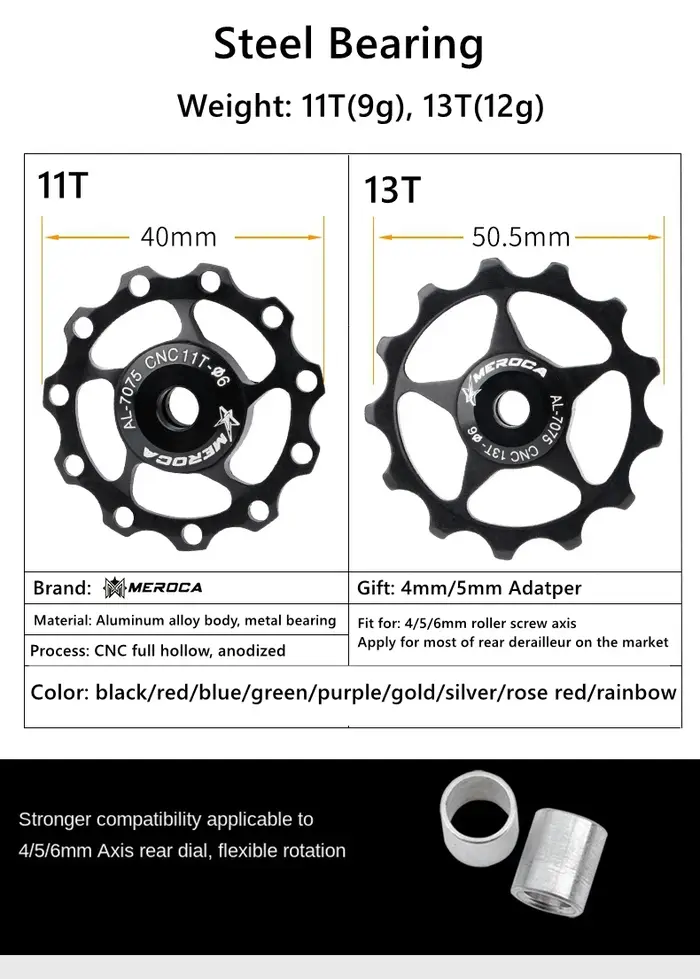 MEROCA 2 pièces vtt vélo de route dérailleur arrière poulie ensemble