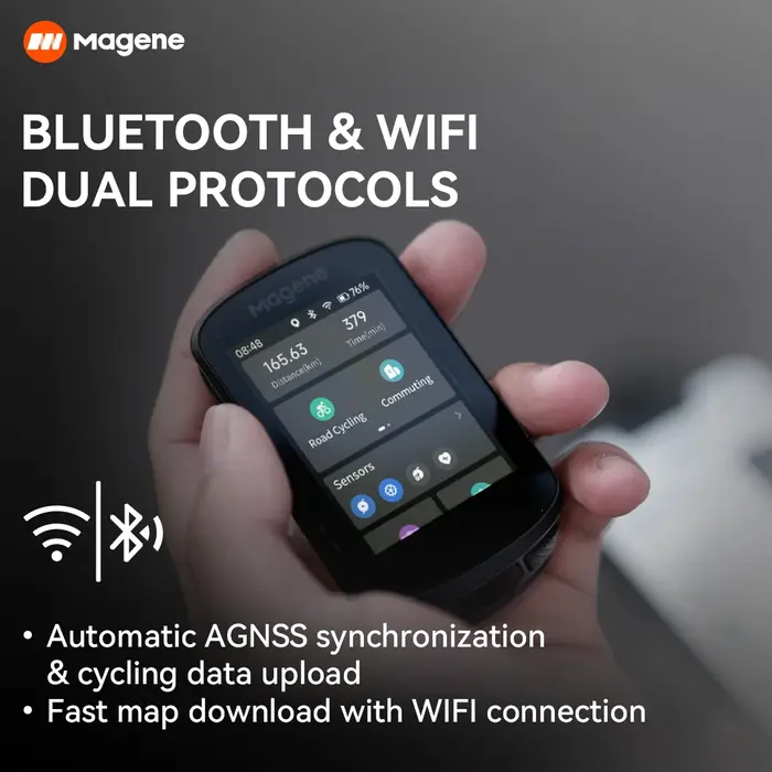 Magene-Ordinateur de vélo GPS Snowboard, navigation WiFi, compteur de vitesse, écran tactile, VTT, r