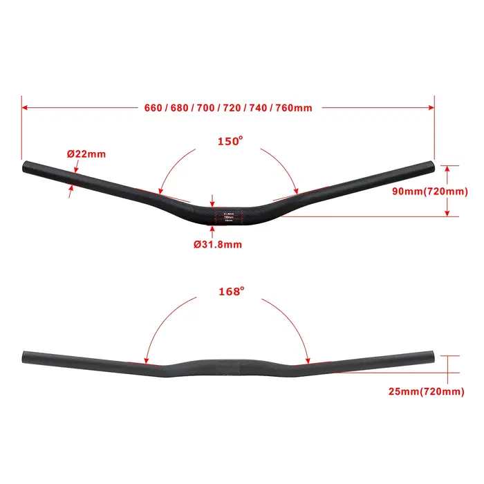 Guidon de vélo de course entièrement en fibre de carbone mat 3K