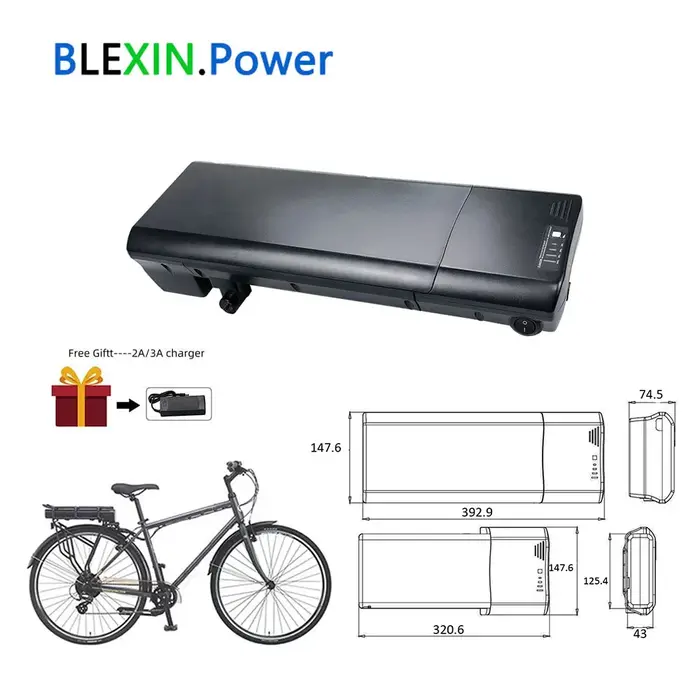 36V 10.4Ah 12ah 14ah support arrière E batterie de vélo 24V 48V 10.5ah pour O2Feel Move CRS assistance hybride