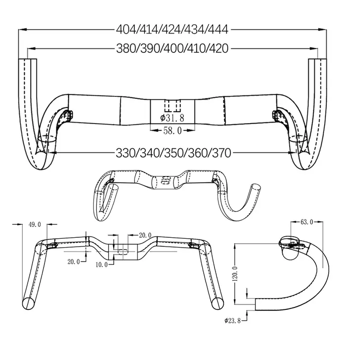 Nouveau guidon de vélo de course de sprint