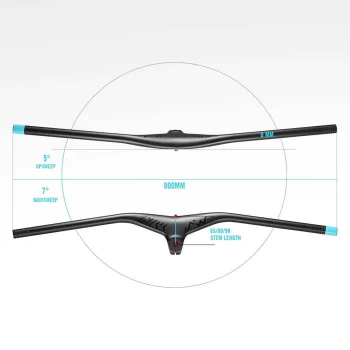 Guidon intégré RYET Carbon MTB -7 ° Potence plate monobloc Degrees Fiber Rise 800mm XC pour VTT