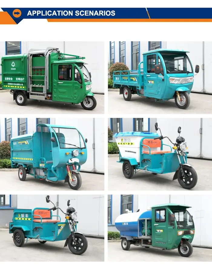 Tricycle électrique à trois portes et 3 roues ouvertes de 1.9m pour adultes