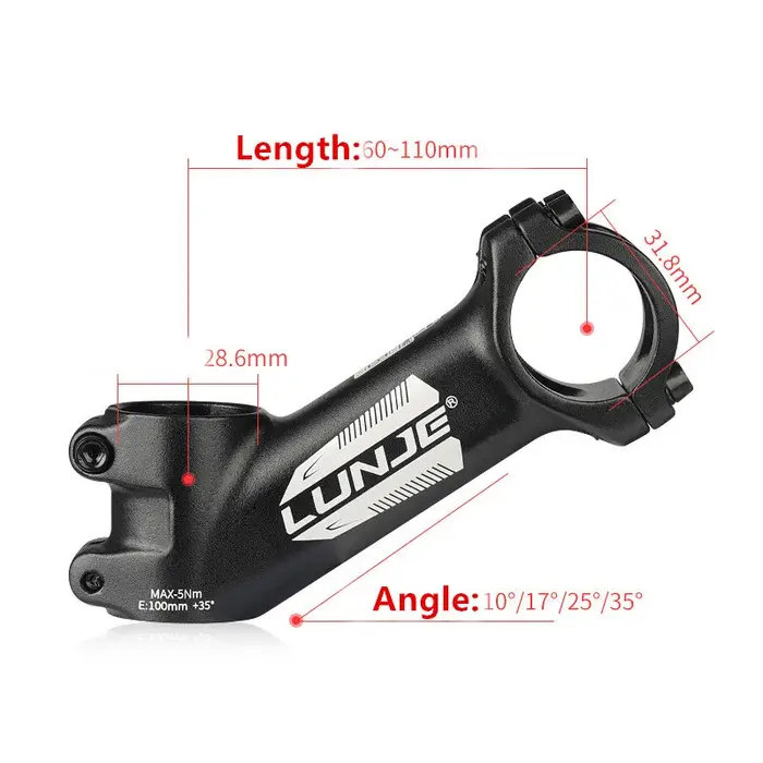 Tige de puissance de vélo ultralégère 10 ° /17 ° /25 ° /35 °   Tige de vélo de route vtt 31.8, tige 