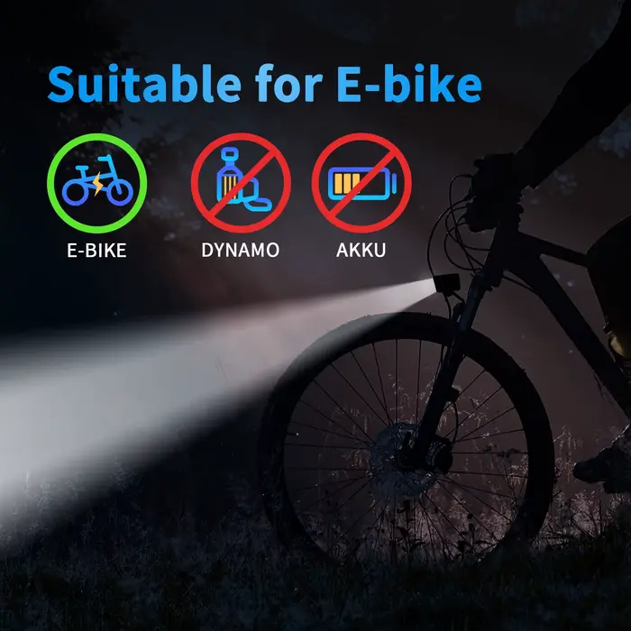Phare avant Dynamo pour vélo électrique 36V 48V 52V 30-120 LUX avec ampoule LED étanche pour vélos électriques et motos