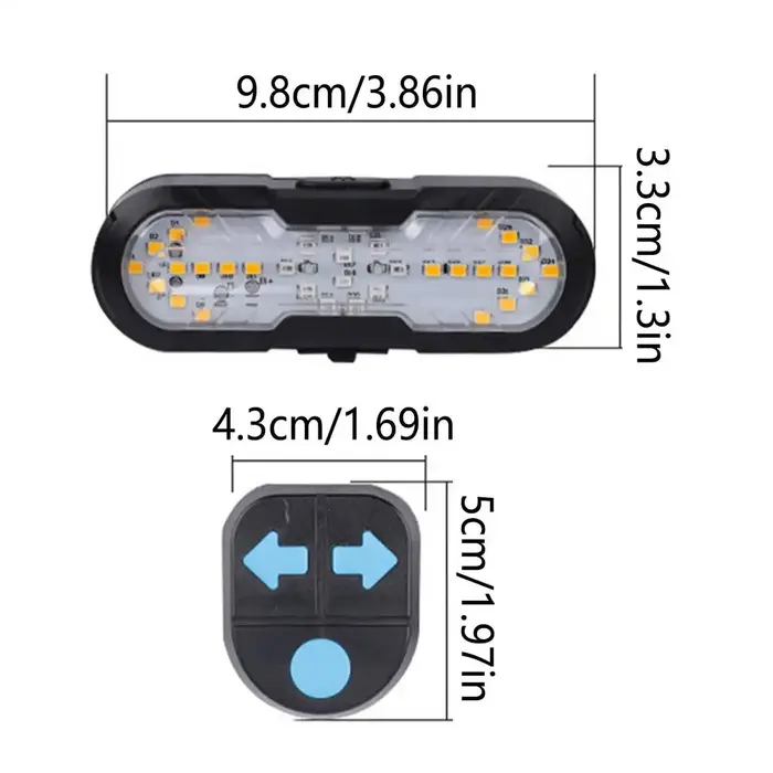 Clignotants pour vélos avec télécommande et batterie 1200 mAh signaux de direction gris clair pour sécurité cycliste homme femme et jeune