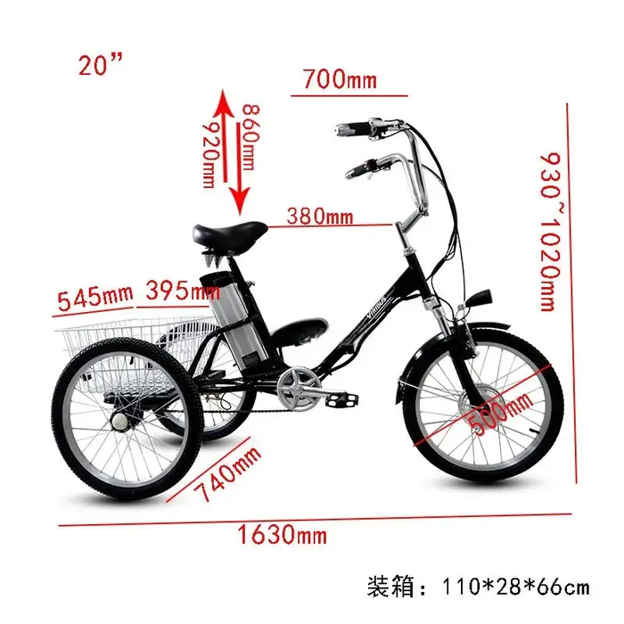 Vélo électrique pliable pour adultes de 20 pouces à 3 roues
