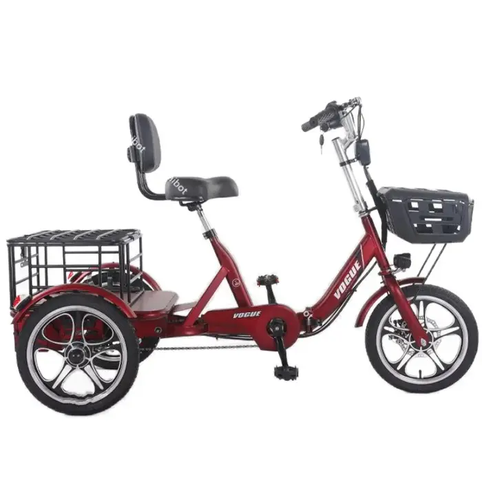 Tricycle électrique Cargo pliant longue portée avec panier tout Terrain adulte pour la famille 400W vélo