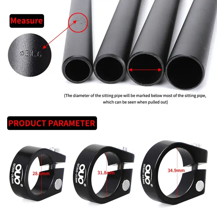 OUO – pince de tige de selle de vélo en aluminium, 28.6/31.8/34.9mm, multicolore, ultralégère, pour 