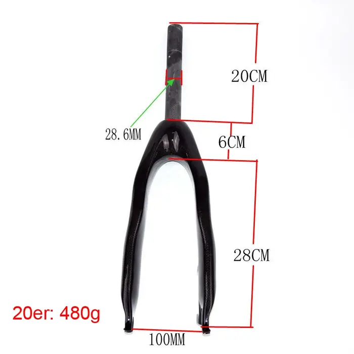 Date 20/24 "pouces vélo d'escalade essai 3K fibre de carbone fourche avant