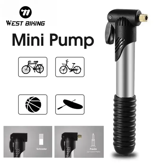 WEST BIKING-Mini pompe à air manuelle portable pour vélo, gonfleur de balle, assujetSchrader Presta,