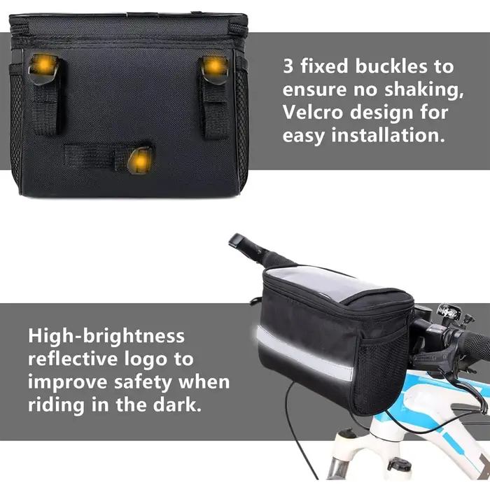 Panier de vélo étanche avec bande réfléchissante