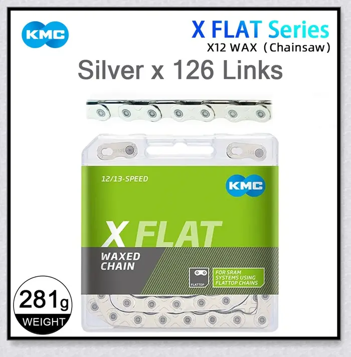 Chaîne VTT KMC X Flat 12S, chaînes de vélo de montagne à maillons plats, cirées, résistantes à la po