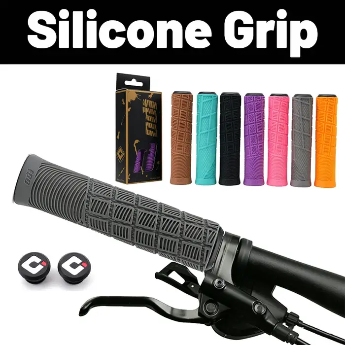 Poignées de vélo en silicone Odi gris orange marron rose violet 22 mm