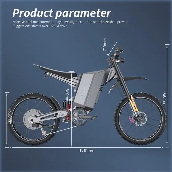 Vélo électrique tout-terrain EKXBike GTS X22 moteur 8000W batterie lithium 72V 30Ah gris clair haute vitesse 85km/h pour adulte