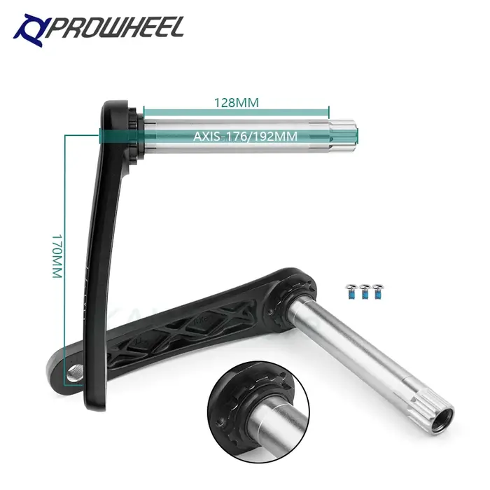 PROWHEEL Neige Vélo 170mm Pédalier Axe 176/192mm Gros Vélo Manivelle Pédalier BB 100/120 E-BIKE Pièc