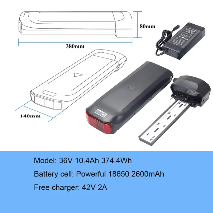 Batteries de vélo électrique APE RYDER A10 Utility Bike 36V 10.4Ah 13Ah 17.5Ah 20Ah pour porte-bagag