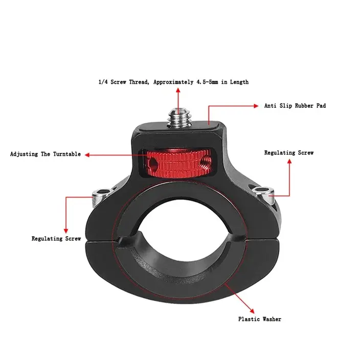 Support de guidon de vélo en alliage d'aluminium avec vis de 1/4 pouces pour caméra GoPro Hero 13 12 11 10 9 DJI OSMO Action 6 5 4 insta360 X5
