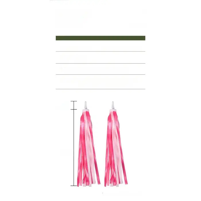Pendentif en ruban pour vélos d'enfants avec 18 pompons fluo - Décoration de guidon en polyester rose et bleu pour vélo et trottinette