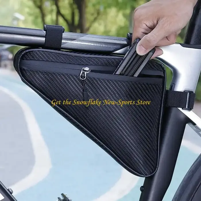 Pochette triangulaire de rangement pour tube supérieur de vélo en polyester blanc étanche et robuste pour navetteurs et sportifs