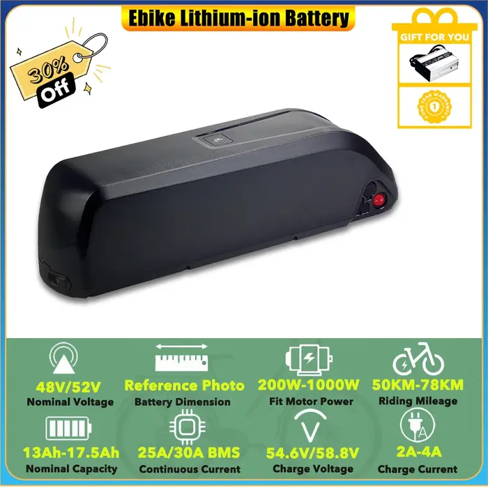 Vélo électrique Heybike Mars 2.0, batterie lithium-ion 48V 13Ah 17.5Ah 840Wh intégrée au cadre, pour vélos électriques ENGWE M20 500W 750W longue autonomie