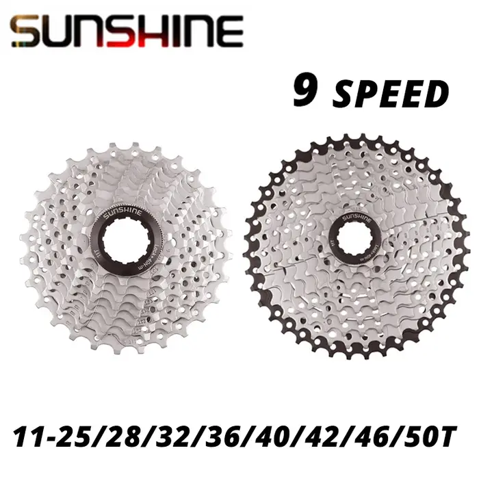 SUNSHINE 9 vitesses vtt vélo de route roue libre Cassette volant d'inertie 9S 25T 28T 32T 36T 40T 42T 46T 50T pour M370 M390 M4000 M590 Sram 9v