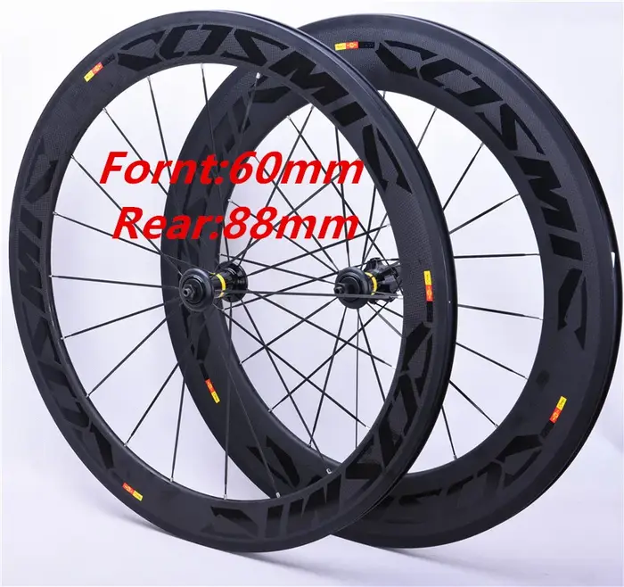 Vente d'usine 700C jeu de roues en carbone 60mm + 88mm
