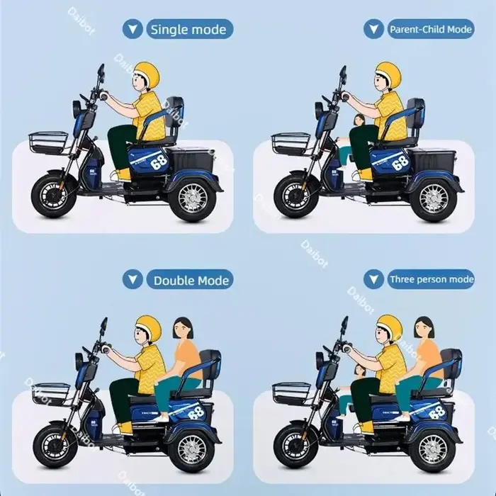 Tricycle électrique adulte Senior avec siège passager 600W 48V 20AH famille tout Terrain Scooter