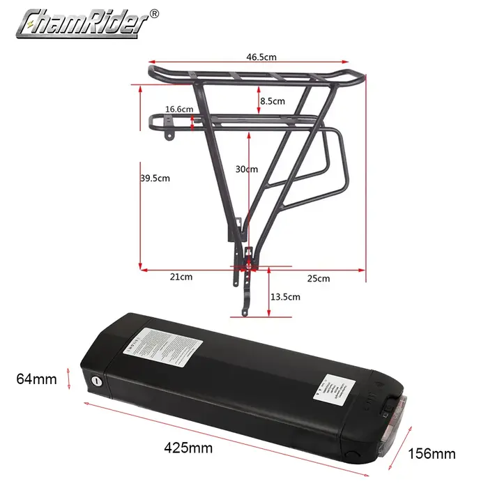 ChamRider-Boîtier de batterie arrière T1 Radiance 1 PLUS pour vélo électrique