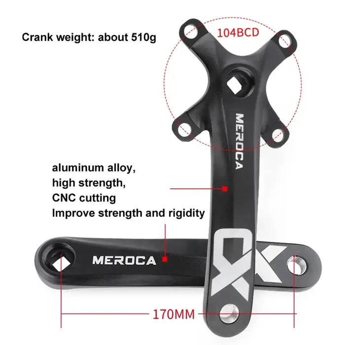 MEROCA CX trou carré vélo pédalier 104BCD alliage d'aluminium IXF trou carré VTT pédalier 170mm 32T/