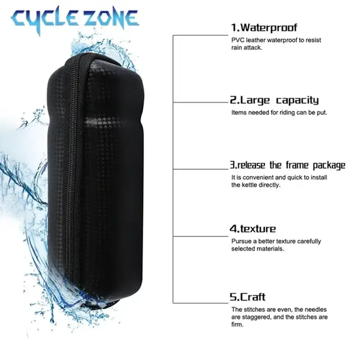Boîte de rangement pour outils de vélo étanche en polyester et PU pour kit de réparation vélo de montagne et de route pour fixer sur cadre