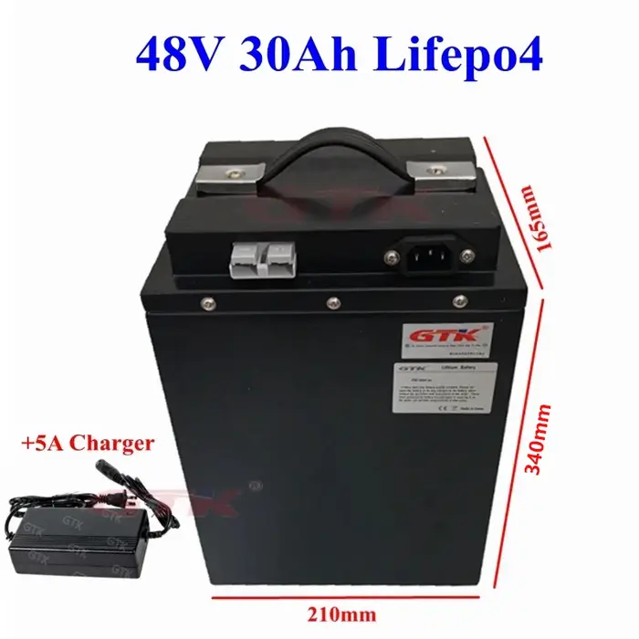 GTK – batterie lithium Lifepo4 étanche, 48V, 30ah, avec BMS, pour scooter, vélo, Tricycle, alimentat
