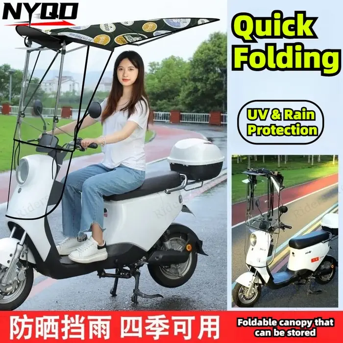Auvent amélioré pour vélo électrique 360 ° Abri pliable rotatif coupe-vent
