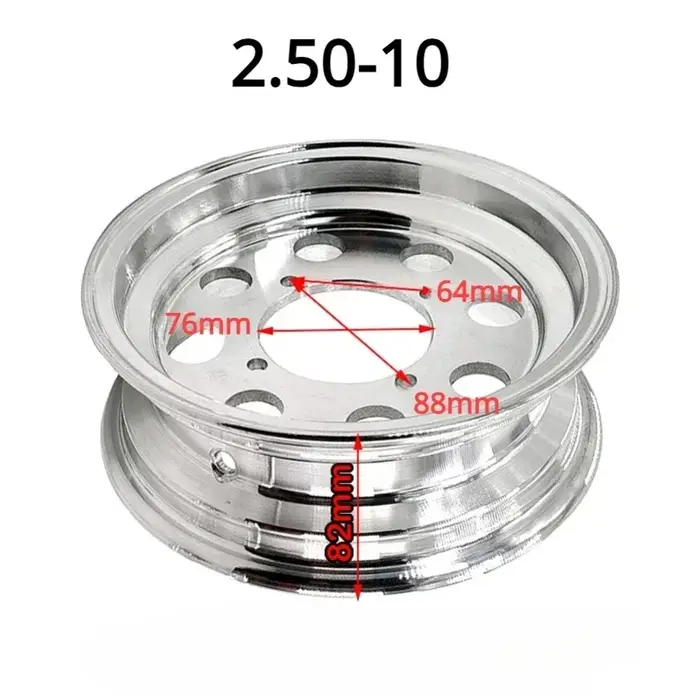 Jantes 2.50-10 2.75-10 3.00-10 3.50-10 4.50-10 pouces en alliage d'aluminium pour vélo moto tricycle