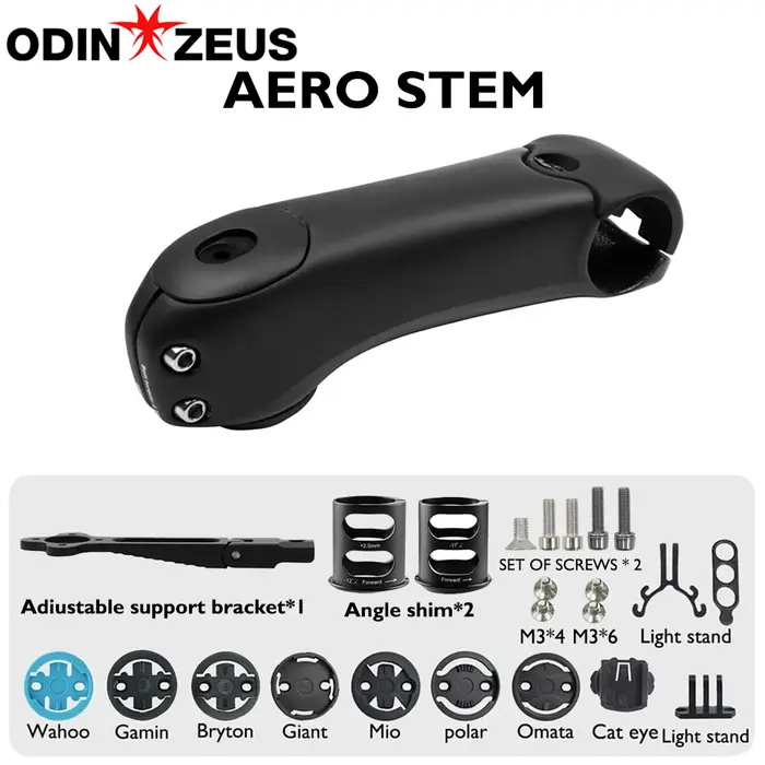 Tige de vélo de route Aero en carbone -17 ° à -7 ° Support d'ordinateur GPS réglable de 31