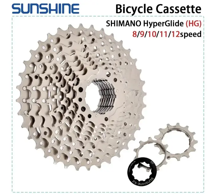 SUNSHINE Cassette de vélo de route 8/9/10/11/12 vitesses 23/25/28/32/34/36T K7 Cassette 8V 9V 10V 11